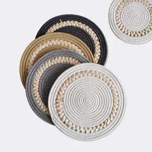 Nordic Style Cotton Rope Woven Heat Insulation Mat Round Thickened Table Mat Creative Place Mat