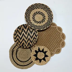 Ensemble de paniers muraux tissés à la main, déco bohème en jonc pour chambre salon