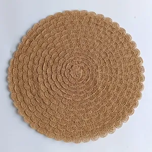 Round woven placemat table mat heat resistant paper straw braided home decor dining table pad