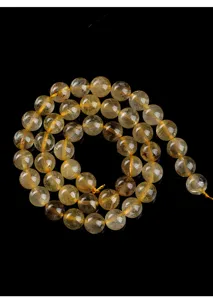 High-quality natural golden rutilated quartz round beads string for DIY jewelry making