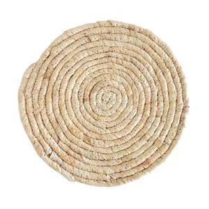 Japanese minimalist woven placemat natural straw corn husk heat insulated table mat coaster