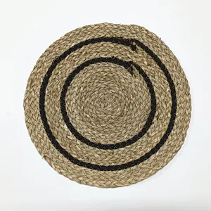 Tenture murale en paille tressée artisanale tapis décoratif style boho chambre ronde