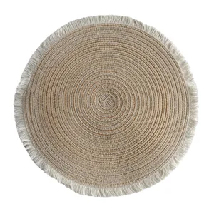 Round cotton woven placemat with tassel edge minimalist dining table decorative heat insulation mat