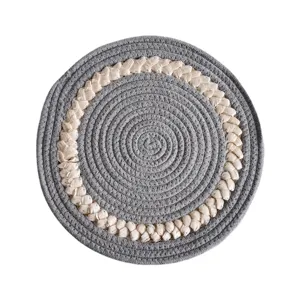 Nordic style cotton rope braided round heat insulation mat for dining table, anti-slip.