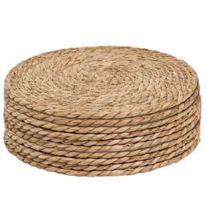 Japanese Minimalist Straw Woven Placemat Cattail Cord Corn Husk Thickened Casserole Insulation Pad Coaster Dining Table Mat