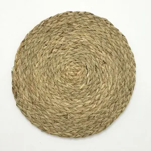 Mantel individual de junco marino tejido a mano estera redonda alfombrilla térmica posavasos