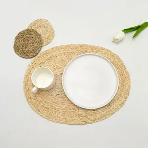 Mantel individual de paja natural junco marino tejido estera de mesa minimalista resistente