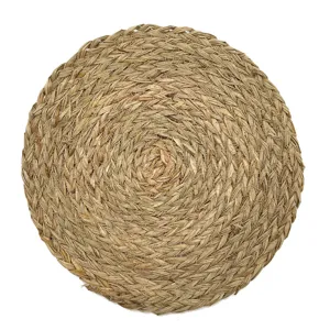 Mantel individual redondo de paja tejida natural alfombrilla térmica para cocina