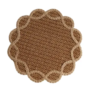 Flower shaped woven paper placemat for rustic dining table decor and heat resistance