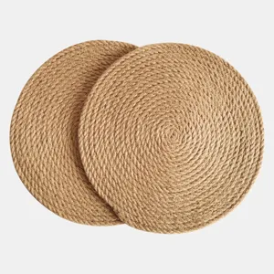 Natürliche Jute Leinen Platzdeckchen Geflochten Rund Oval Tischmatten Hitzebeständige Untersetzer Für Esstisch Küche Haus Dekoration