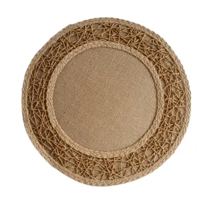 Runde Jute Papier Gewebte Tischset Wärmeisolierte Tischmatte Modern Minimalistisches Esstisch Dekoration Küchenzubehör