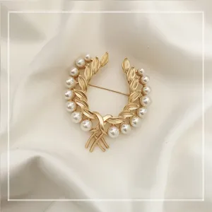 Vintage Pearl Weizenähre Brosche Elegante Legierung Künstliche Perle Kranz Nadel Mode Kleidung Zubehör Für Damen