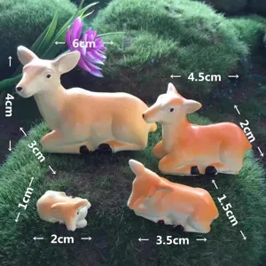 Resin deer family figurines set miniature moss landscape bonsai decoration pieces new