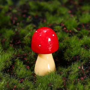 Miniature resin mushroom figurine for micro landscape and succulent garden decor