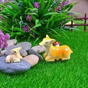 Miniature deer family resin figurines moss micro landscape bonsai fairy garden decor ornaments