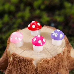 Set de setas en miniatura de resina con tronco para decoracion de jardin de hadas DIY.