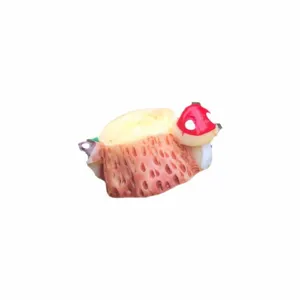 Miniature resin tree stump figurine with red mushroom for moss micro-landscape decor