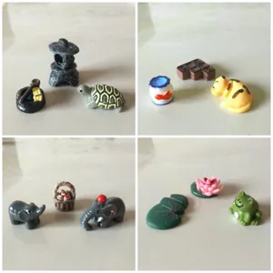 Cute Resin Animal Miniature Figurine Micro Landscape Ornaments Cartoon Pig Duck Frog Turtle Elephant Desk Plant Pot Decor Bonsai DIY Craft Accessory Set