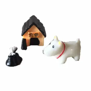 Handmade resin miniature dog house set for micro landscape and succulent garden decor