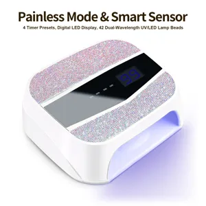 Lampada per unghie professionale UV LED con strass, sensore intelligente e display digitale