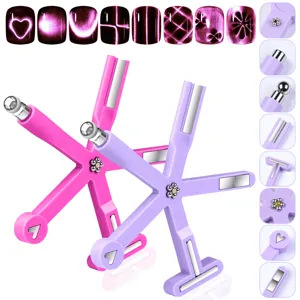 Multifunctional Acrylic Cat Eye Nail Magnet Tool Strong Magnetic Rhinestone Flower Eight In One Nail Art Design Magnet Board