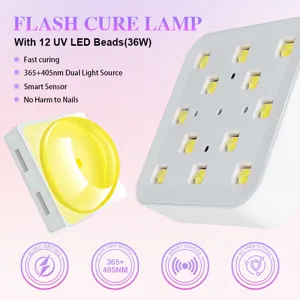 Detailed view of 36W UV LED nail lamp with 12 dual source beads for quick drying
