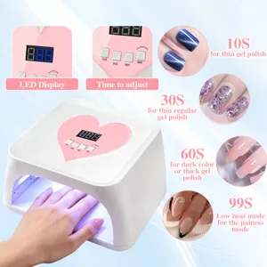 Vista detallada de la lámpara de uñas LED UV de corazón con 4 ajustes de temporizador