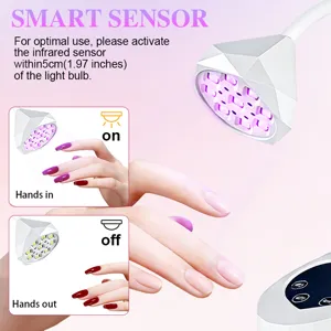 Detail of lotus nail lamp with smart infrared sensor and diamond cut white light head