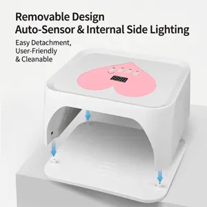 Detalle de la base extraíble de esta lámpara de uñas profesional UV LED con corazón
