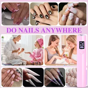 Lampada UV unghie rosa portatile per manicure a casa con testo 'Do Nails Anywhere'