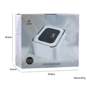 Embalaje de lámpara de uñas UV LED con dimensiones 20,8cm x 10,6cm x 18,6cm y peso
