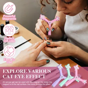 Imán para uñas ojo de gato multiángulo usado en uñas holográficas.