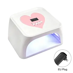 Lámpara de uñas profesional de 60 LED con diseño de corazón rosa y enchufe europeo