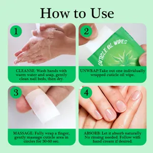 Guida in 4 passaggi per l'uso delle salviette all'olio per cuticole nutrite.