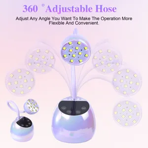 Vista dettagliata della lampada LED UV per unghie regolabile a 360 gradi, finitura iridescente