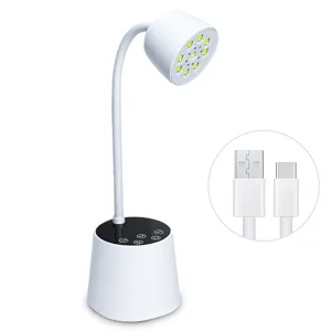 Professional rechargeable gooseneck UV LED nail lamp with touch controls and USB-C cable