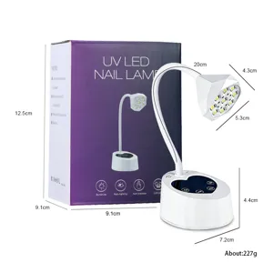 Professional UV LED nail lamp with rechargeable heart-shaped base and measurements