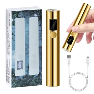 Lampada per unghie portatile dorata con display, confezione e cavo USB