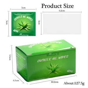 Dimensioni delle salviette all'olio per cuticole all'aloe, scatola e bustina incluse