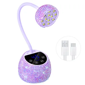Lampada LED per unghie ricaricabile con strass viola e cavo USB per manicure rapida