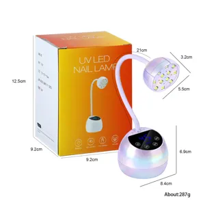 Visualizzazione dettagliata della lampada per unghie LED UV con scatola e misure