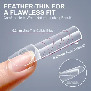 Dettaglio del bordo delle cuticole ultrasottile da 0,2 mm dello stampo per unghie trasparente.