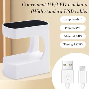 Detailed view of the mini USB UV/LED nail lamp with 24W power specifications and 6 LED beads