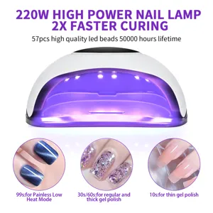 Professional 220W UV LED nail lamp with 57 beads featuring different curing time modes