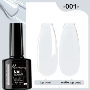 Vernis à ongles transparent 7,5ml montrant les finitions brillante et mate.