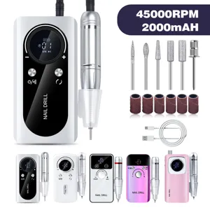 Professional portable electric nail drill kit 45000RPM with various bits and bands