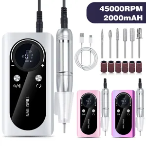Professional electric nail drill 45000RPM with bits and sanding bands set