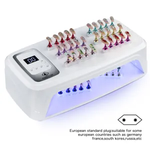Professional 258W UV LED nail lamp with large space and European standard plug adapter.