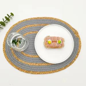 Nordic woven cotton placemat table mat oval heat insulation pad for dining table home decor