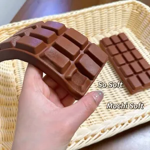 Realistic chocolate block shaped slow rebound squishy toy for effective stress relief